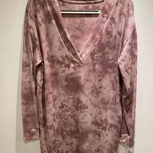 Jenni Pink Tie-Dye V-Neck Pajama Top